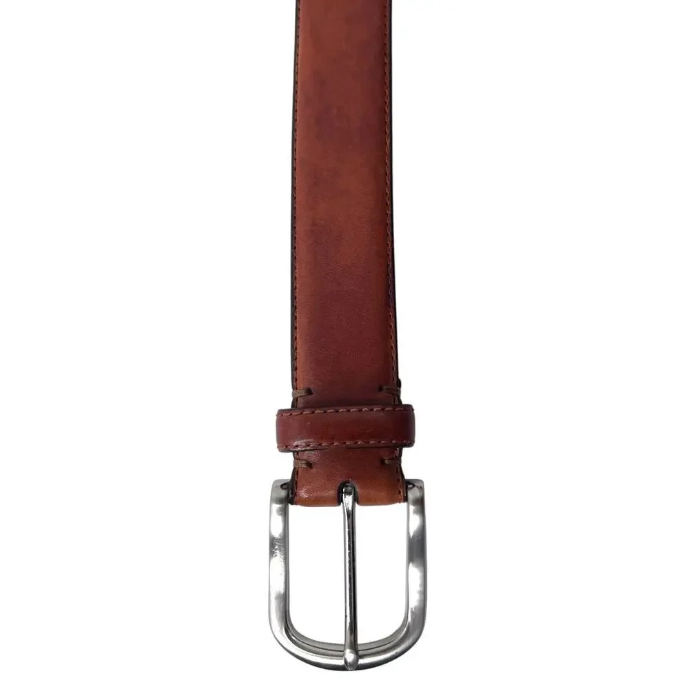 Cole Haan Leather Belt Brown with Silver Buckle Classic Americana Men's 36